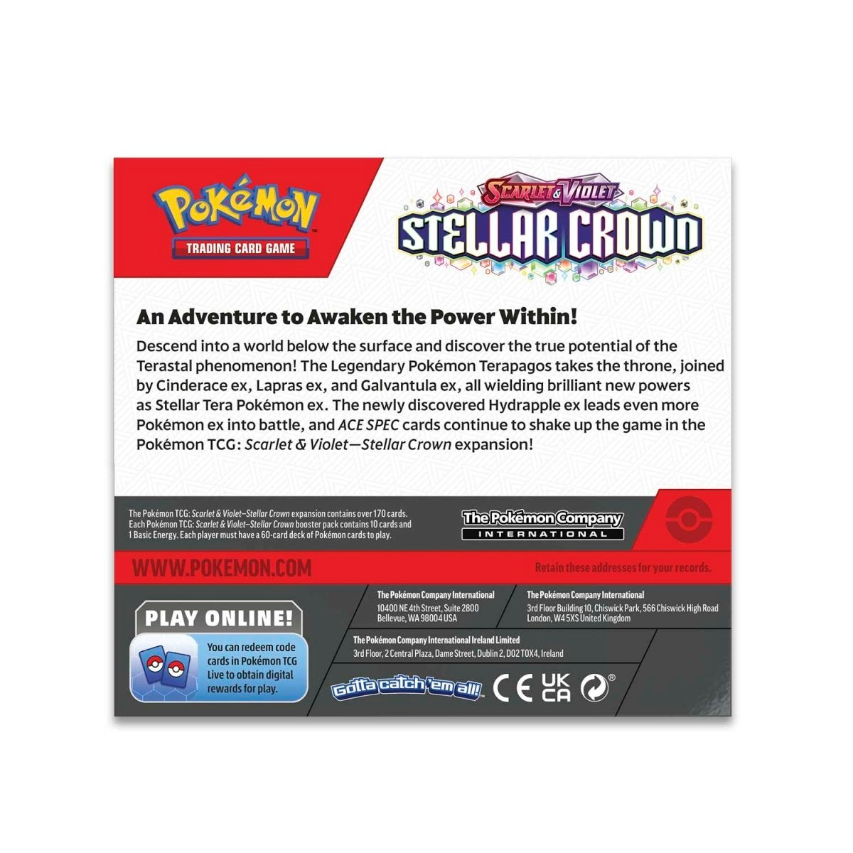Coffret de boosters Couronne Stellaire Écarlate et Violette du JCC Pokémon (36 packs)