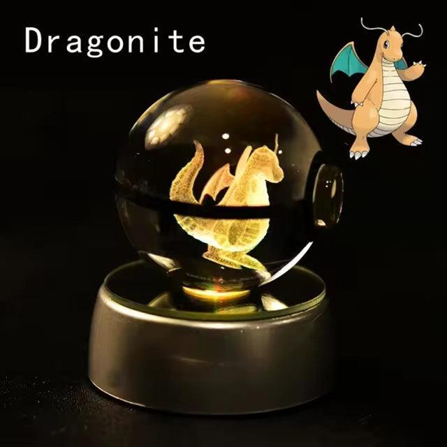 Pokeball 3D Crystal Ball & LED Lamp Base - Pokemon Toy with 3D Illuminated Figurine 2in (50 mm) - Pokestore